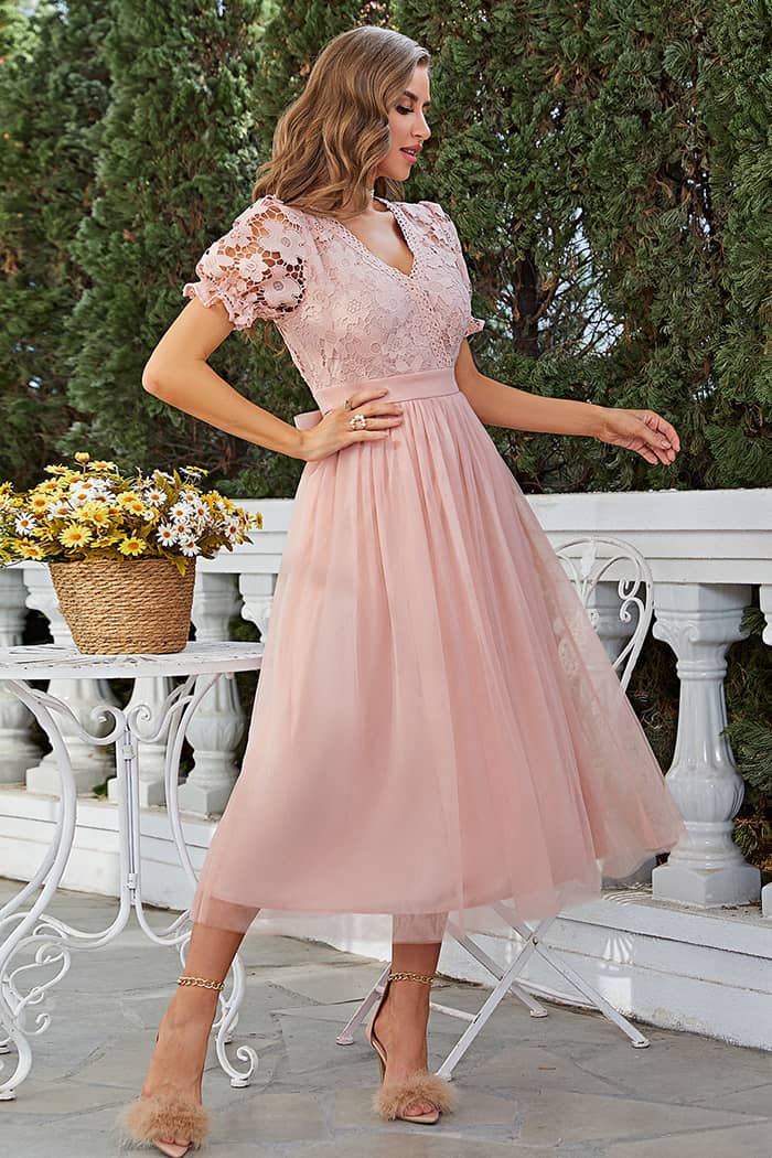 robe champetre chic rose poudree 3