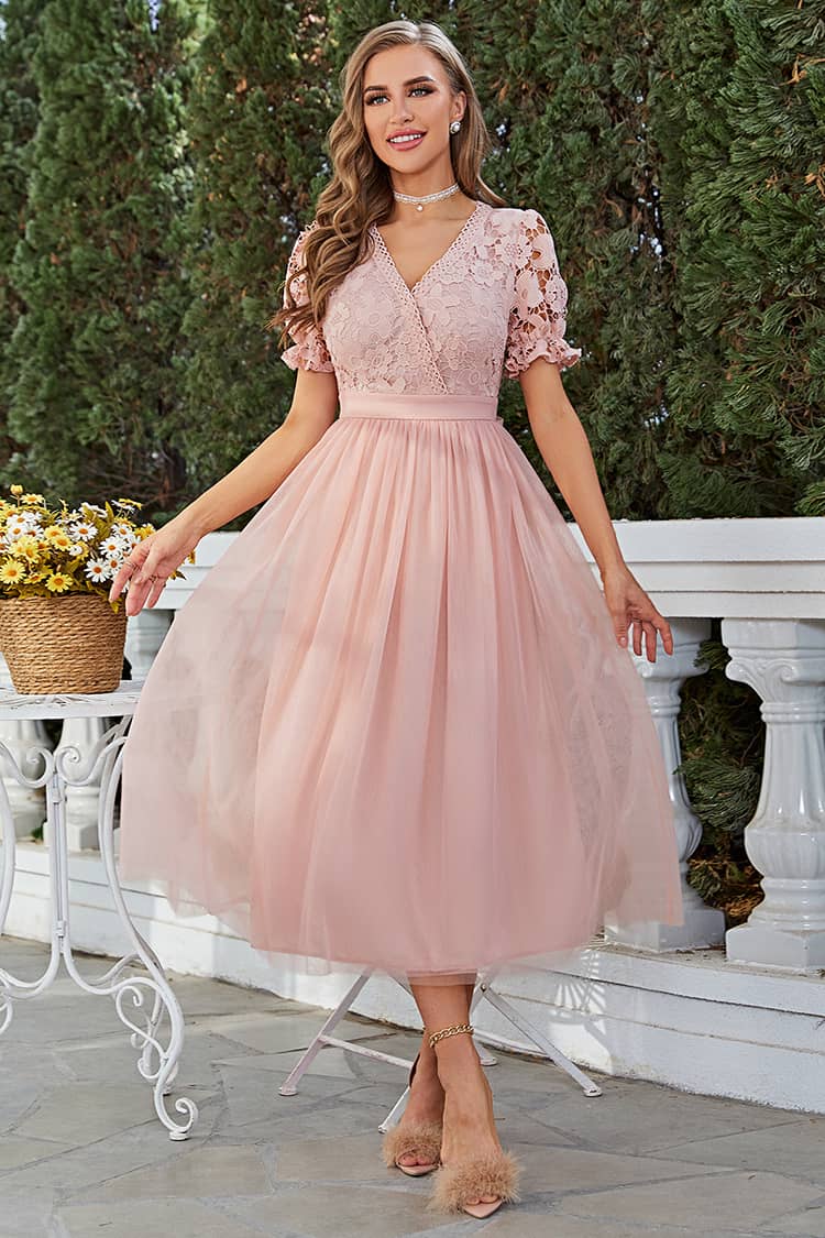 robe champetre chic rose poudree